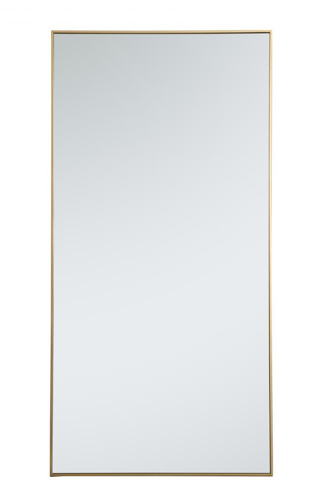 36 in. Metal Frame Rectangle Mirror in Brass - 35.25 x 71.25 x 0.16 in.