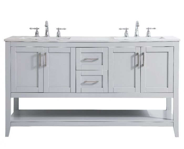 60 in. Double Bathroom Vanity in Grey