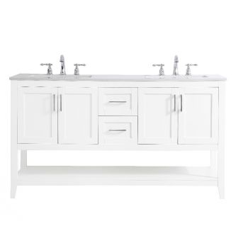 60 in. Double Bathroom Vanity in White