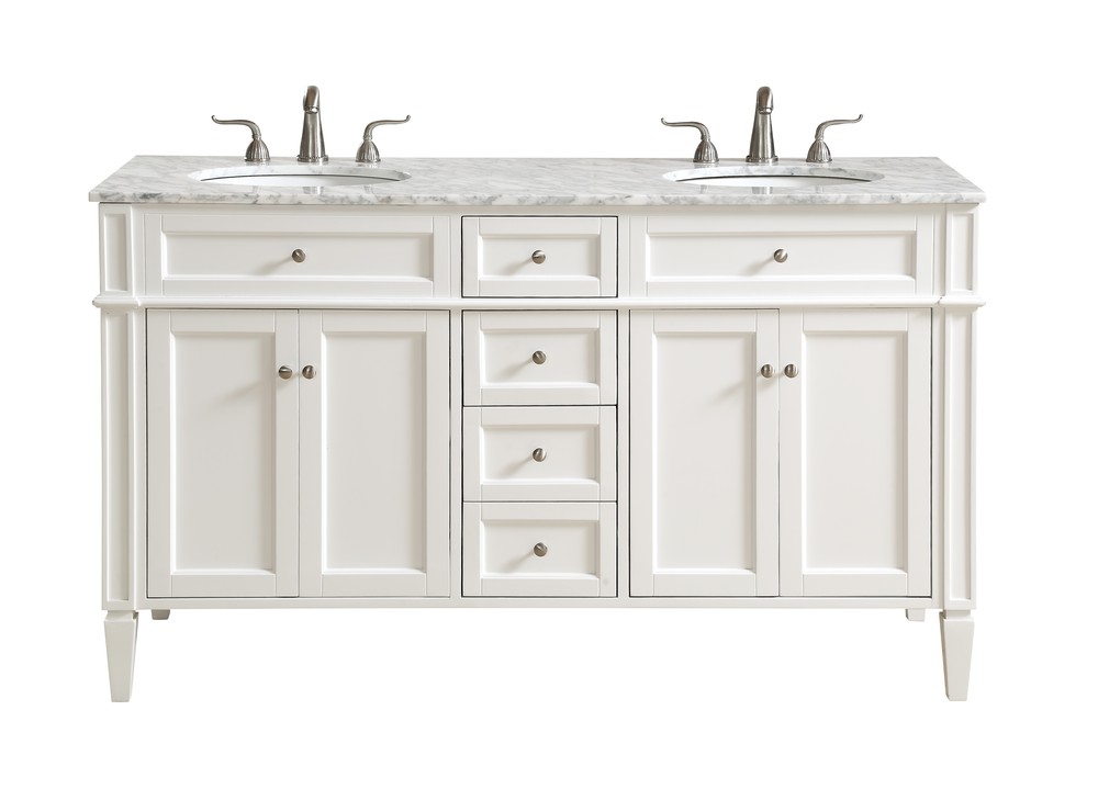 60 in. Double Bathroom Vanity in White