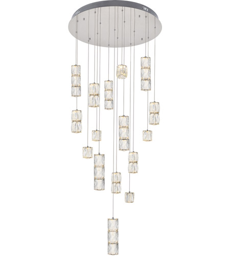 Polaris LED Light Chrome Pendant, Clear Crystal - 28 x 28 x 9.20 in.