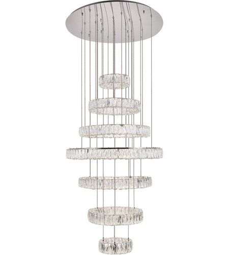 Monroe Integrated LED Chip Light Chrome Chandelier, Clear Royal Cut Crystal - 34 x 34 x 38.20 in.