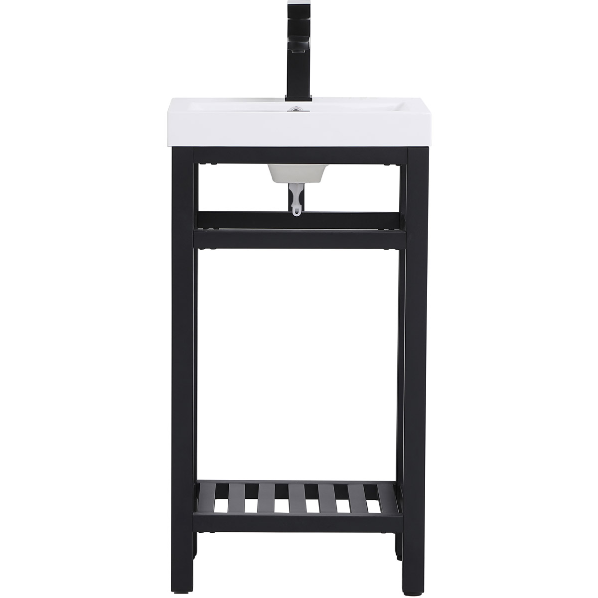 18 in. Single Bathroom Metal Vanity, Black