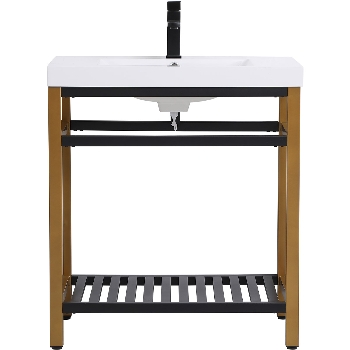 30 in. Single Bathroom Metal Vanity, Golden Black