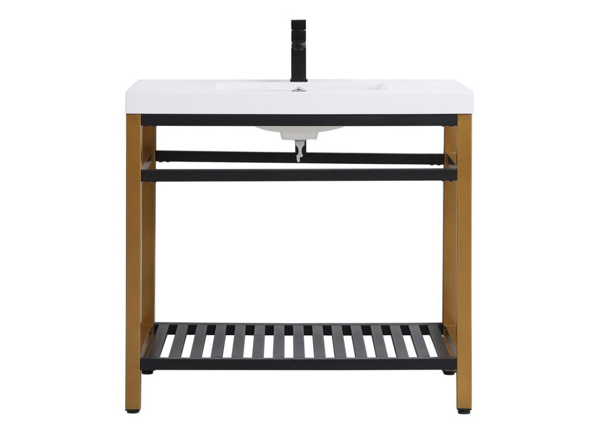 36 in. Single Bathroom Metal Vanity, Golden Black