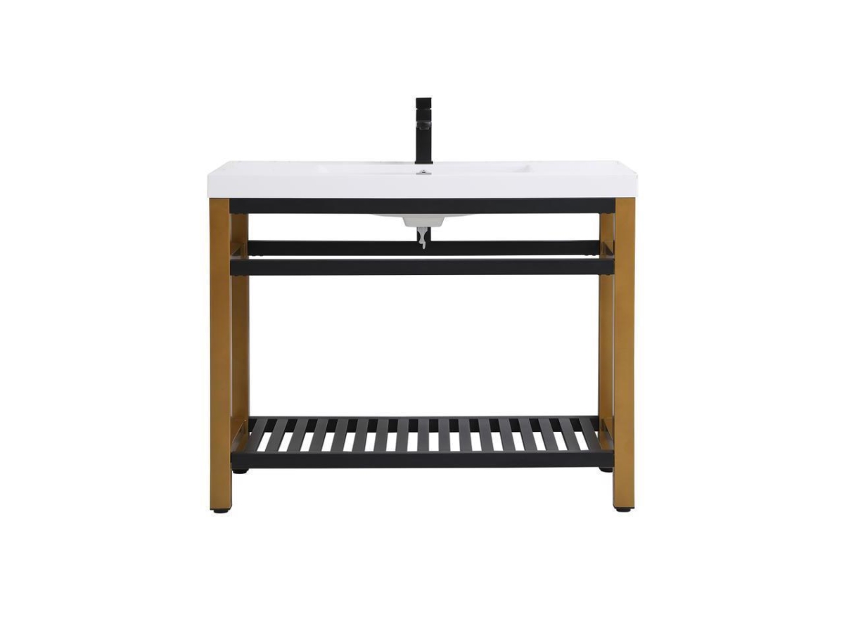 42 in. Single Bathroom Metal Vanity, Golden Black