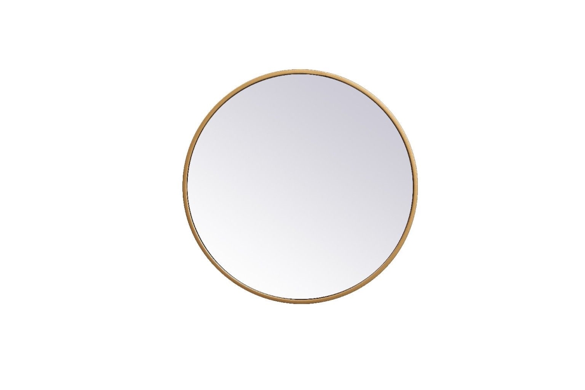 18 in. Metal Frame Round Mirror, Brass