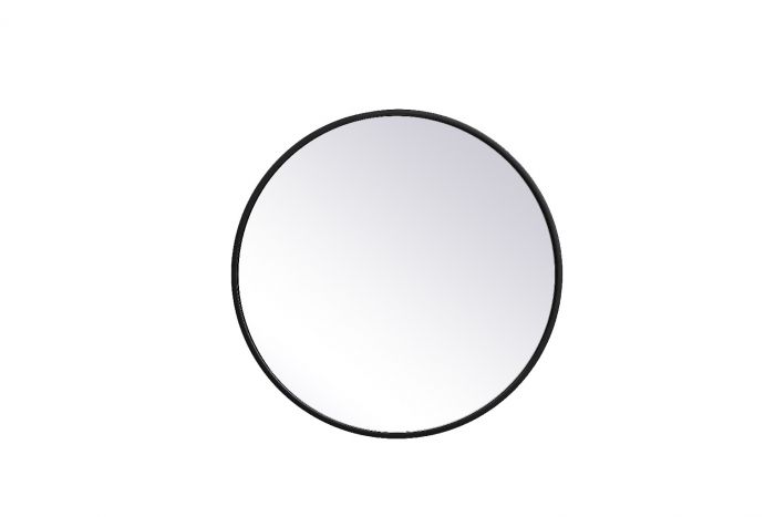 21 in. Metal Frame Round Mirror, Black