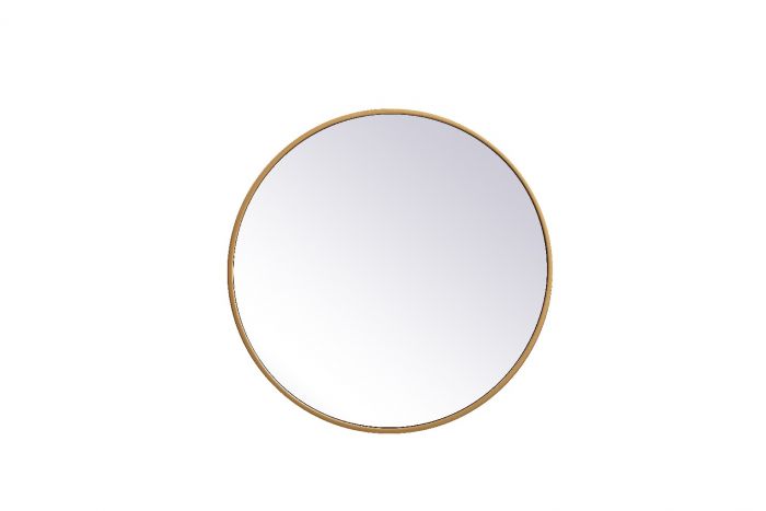21 in. Metal Frame Round Mirror, Brass