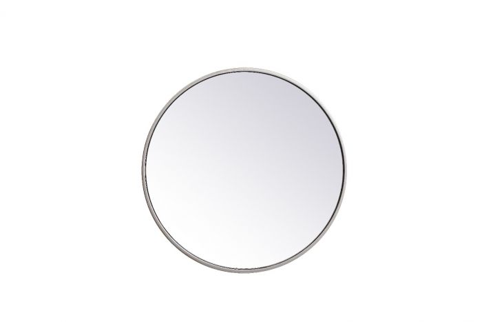 21 in. Metal Frame Round Mirror, Silver
