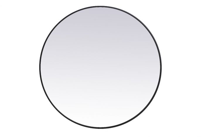 39 in. Metal Frame Round Mirror, Black