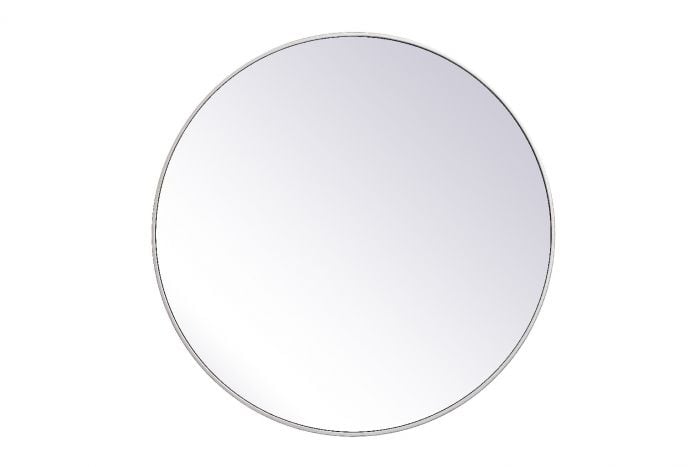 39 in. Metal Frame Round Mirror, Silver
