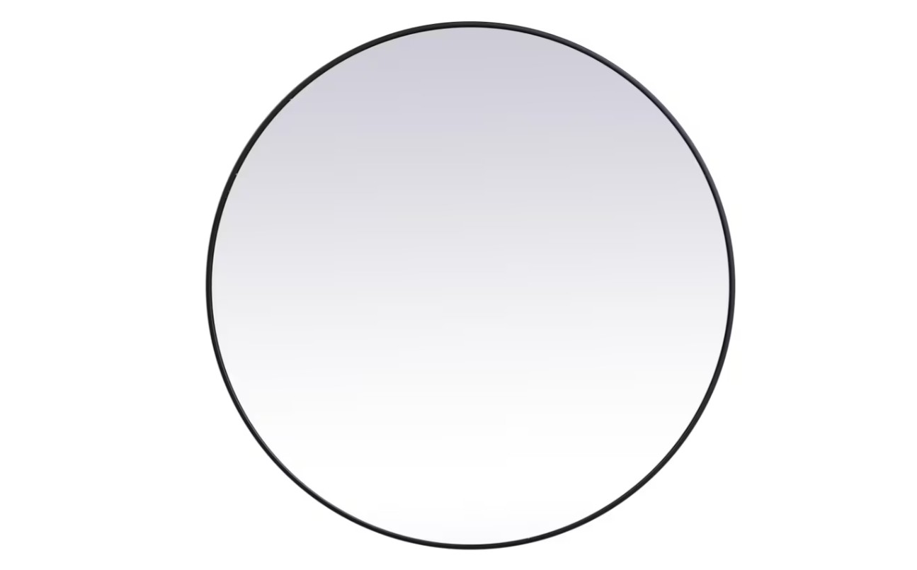 45 in. Metal Frame Round Mirror, Black