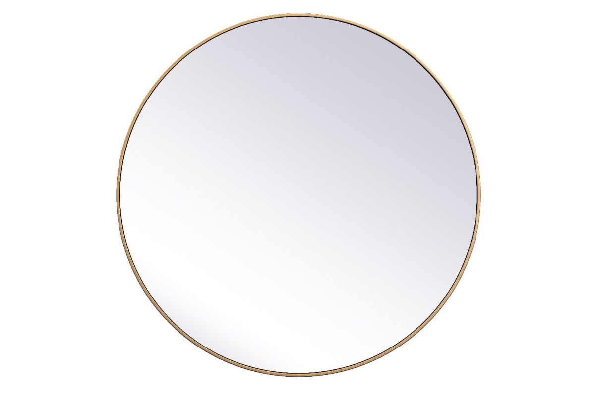 45 in. Metal Frame Round Mirror, Brass