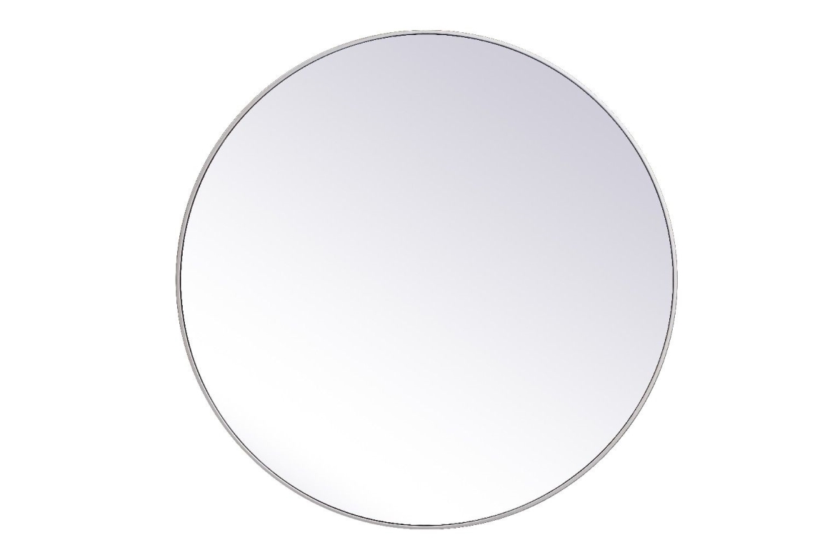 45 in. Metal Frame Round Mirror, Silver