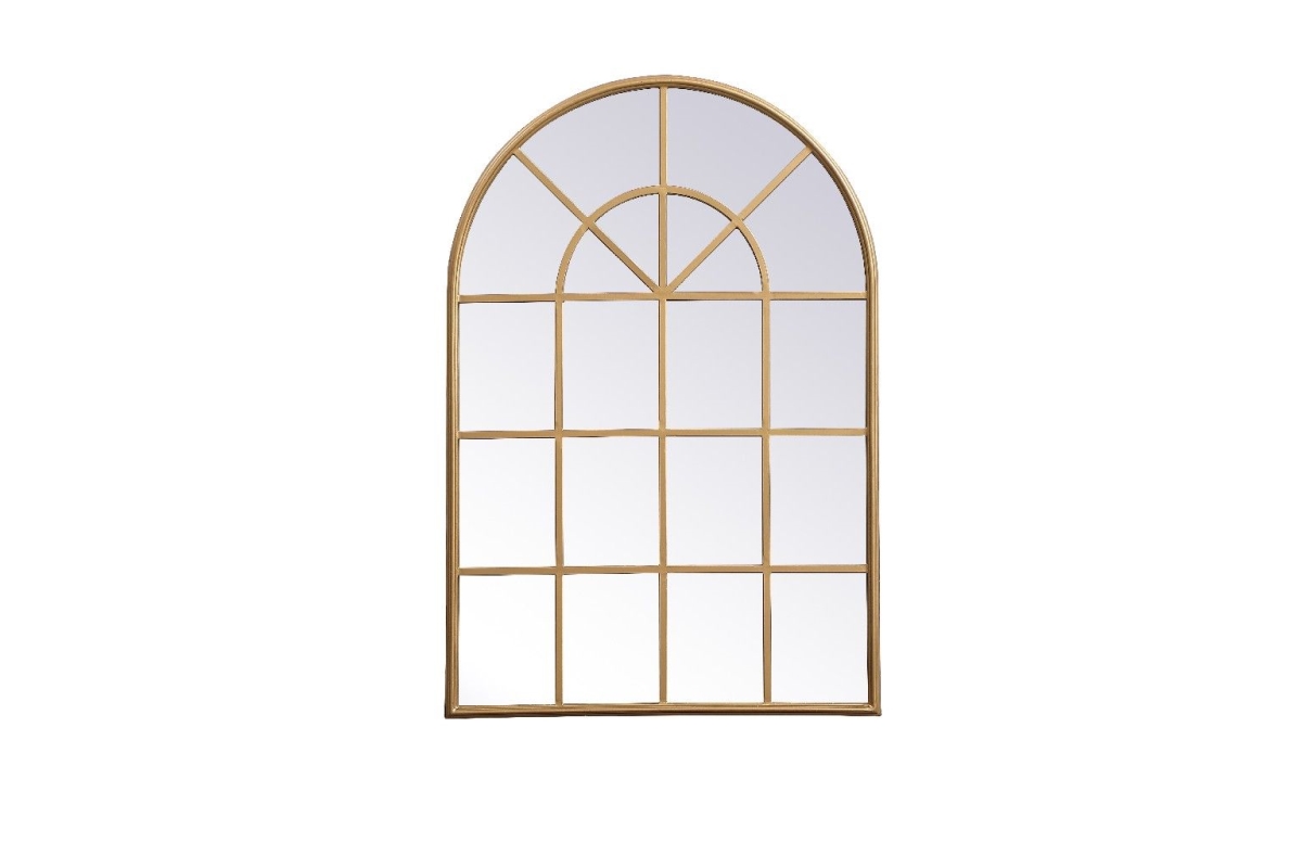 28 x 41 in. Metal Windowpane Mirror, Brass