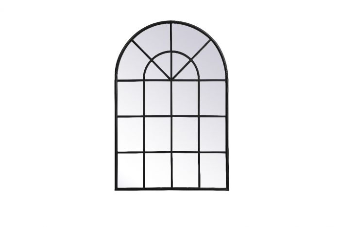 32 x 47 in. Metal Windowpane Mirror, Black