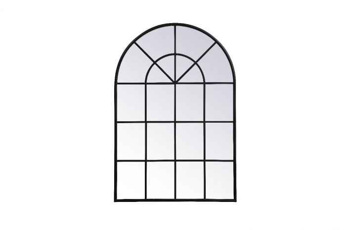 36 x 53 in. Metal Windowpane Mirror, Black
