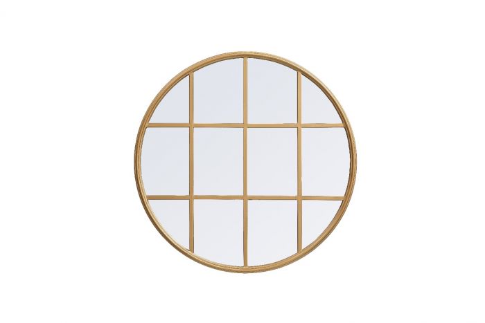 28 x 28 in. Metal Windowpane Mirror, Brass