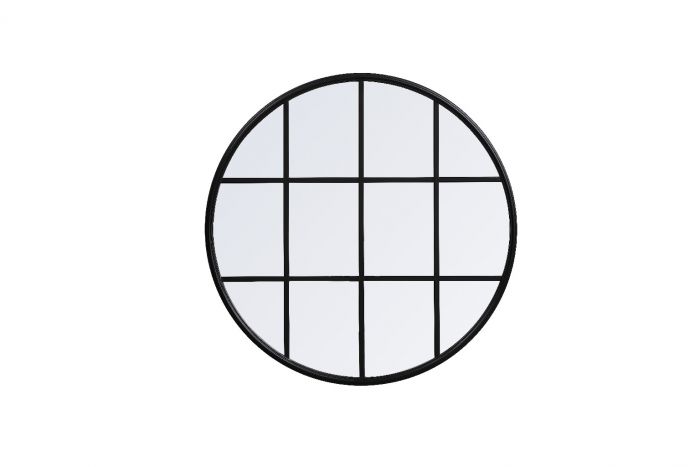 32 x 32 in. Metal Windowpane Mirror, Black