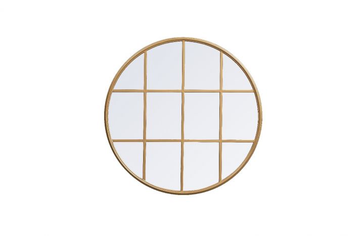 32 x 32 in. Metal Windowpane Mirror, Brass