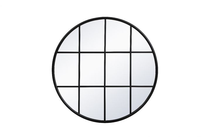 36 x 36 in. Metal Windowpane Mirror, Black