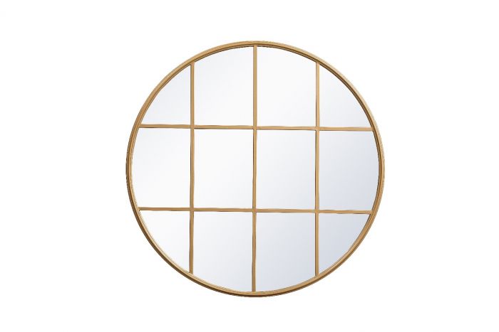36 x 36 in. Metal Windowpane Mirror, Brass