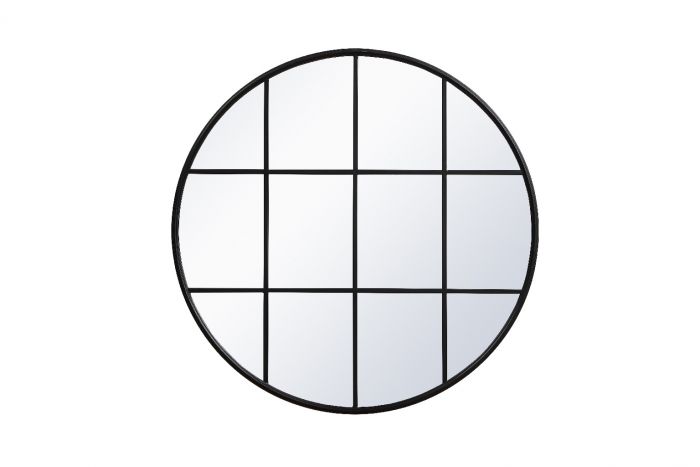 42 x 42 in. Metal Windowpane Mirror, Black