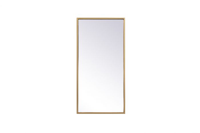 14 x 28 in. Metal Frame Rectangle Mirror, Brass