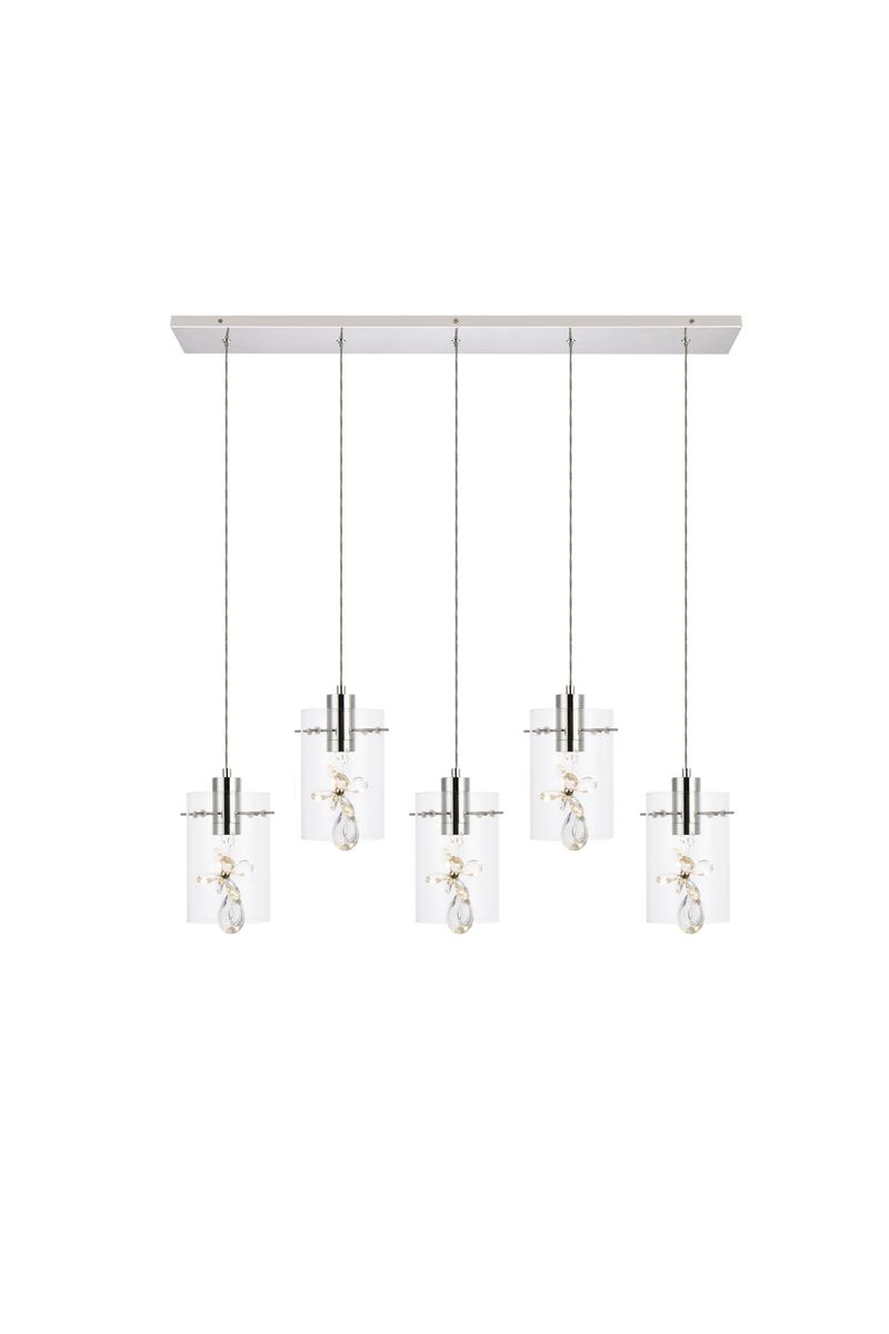 Elegant Lighting 5202D36C Hana 5 Ceiling Lights with Pendant Lamp, Chrome -  Elegant Furniture & Lighting