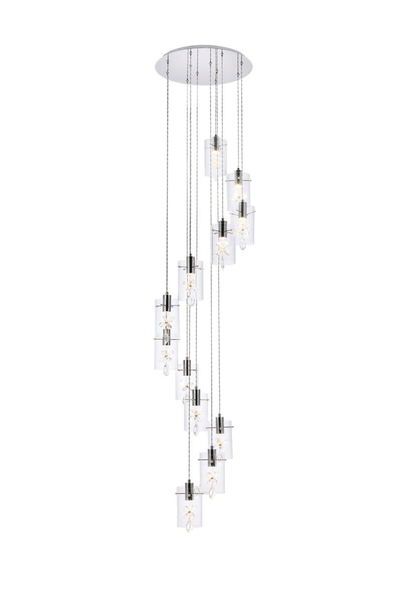 Elegant Lighting 5202D22C Hana 12 Ceiling Lights with Pendant Lamp, Chrome -  Elegant Furniture & Lighting