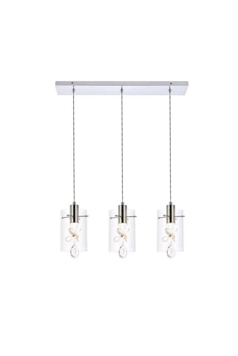 Elegant Lighting 5202D24C 3000K Hana 3 Ceiling Lights with Pendant Lamp, Chrome -  Elegant Furniture & Lighting