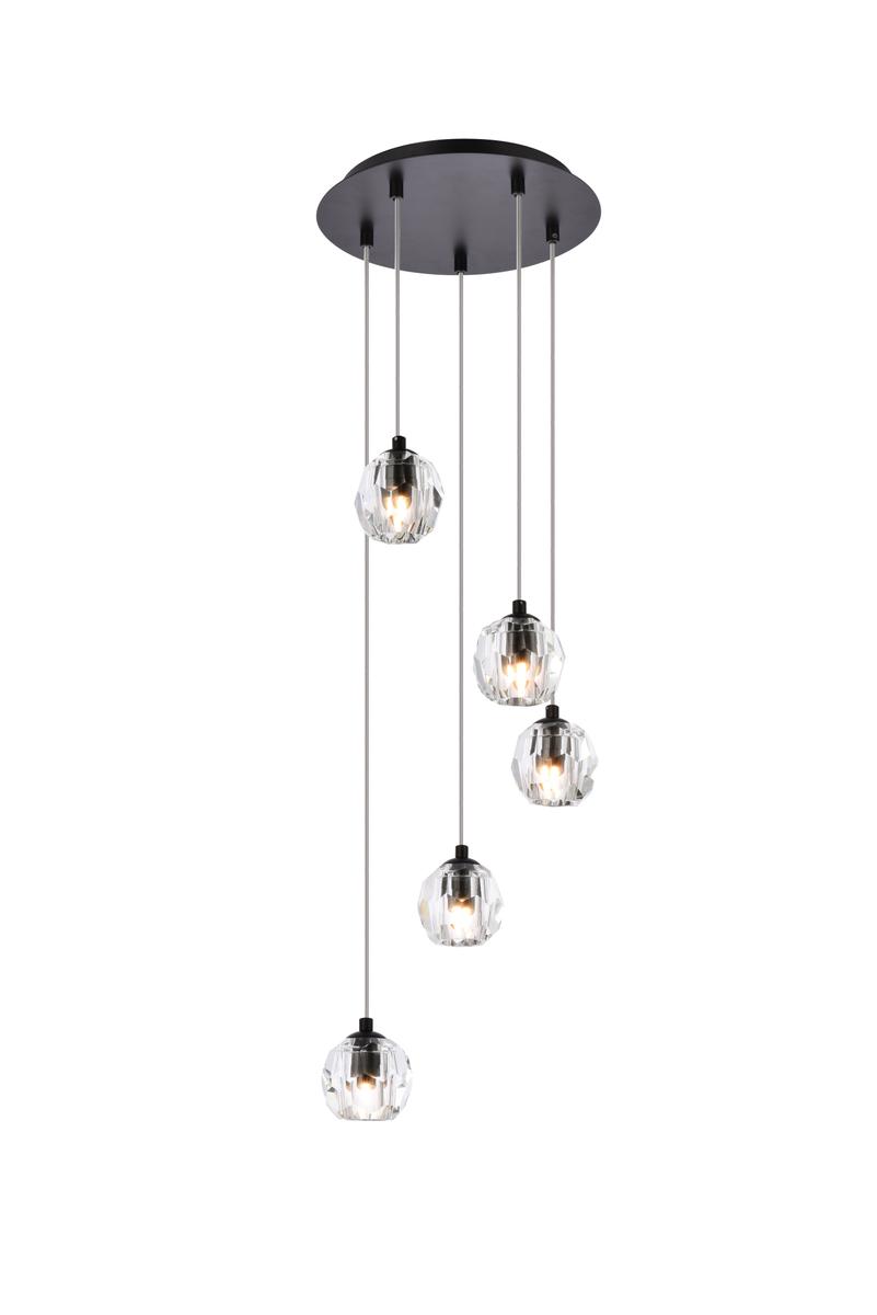 Eren 5 Ceiling Lights with Pendant Lamp, Black