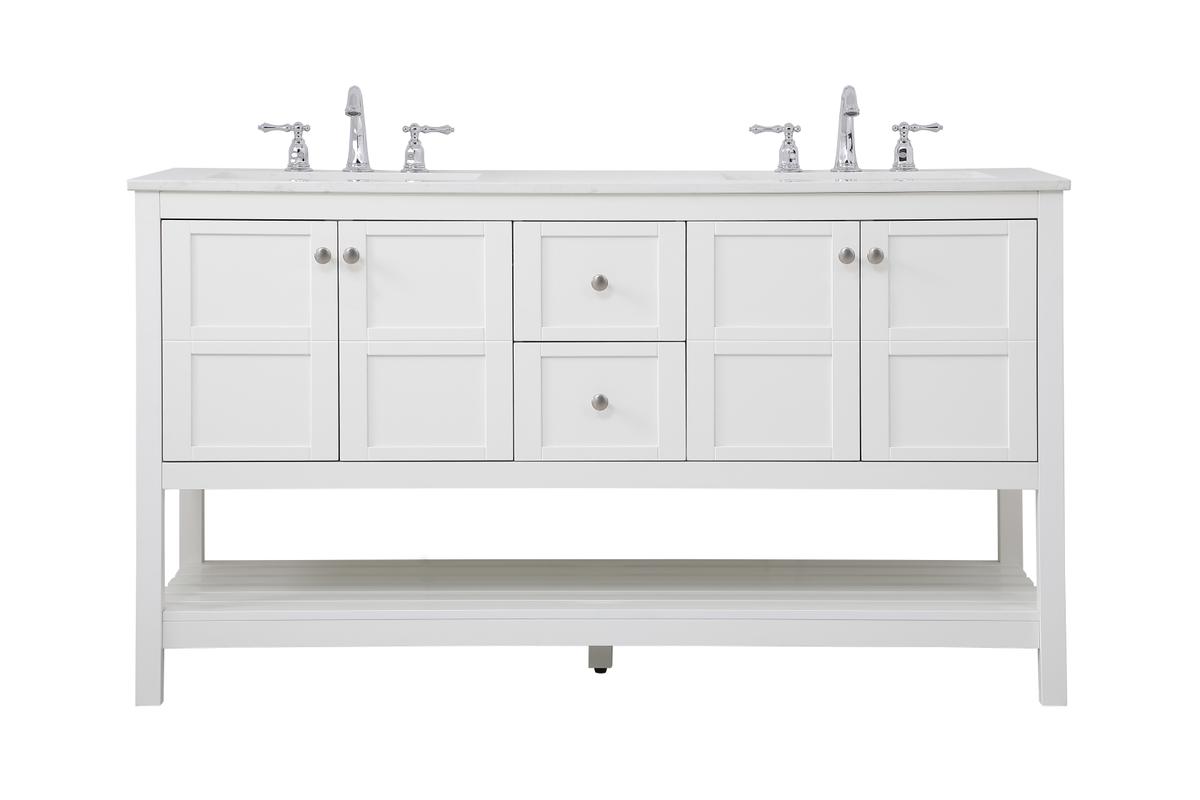 60 in. Single Bathroom Vanity, White