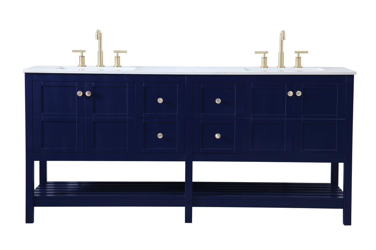72 in. Double Bathroom Vanity, Blue