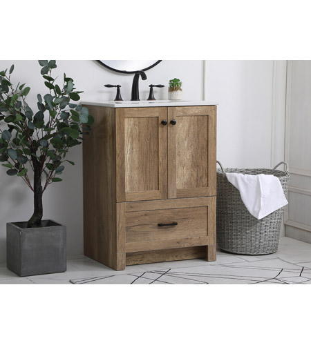 24 in. Single Bathroom Vanity, Natural Oak
