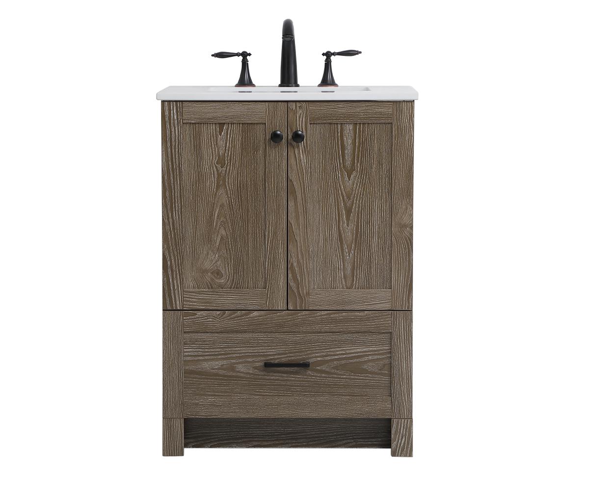 24 in. Single Bathroom Vanity, Weathered Oak