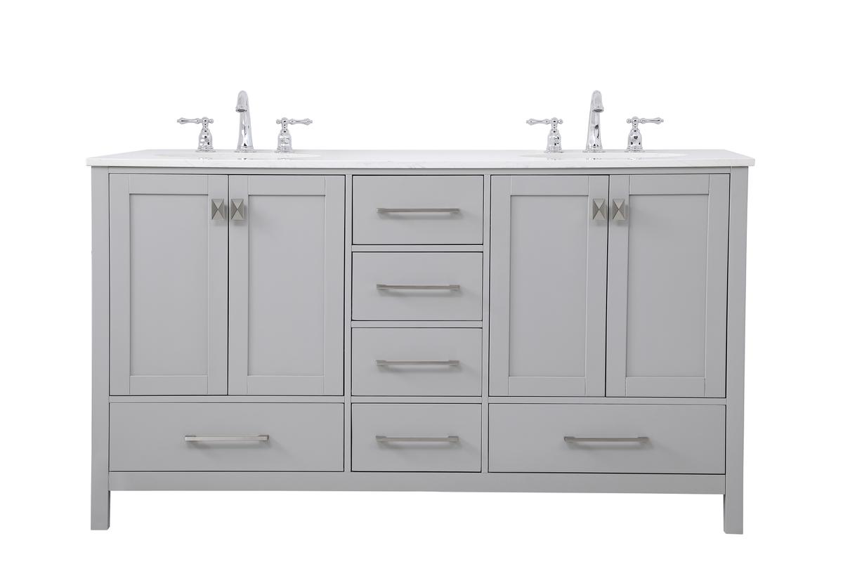 60 in. Irene Double Bathroom Vanity, Gray