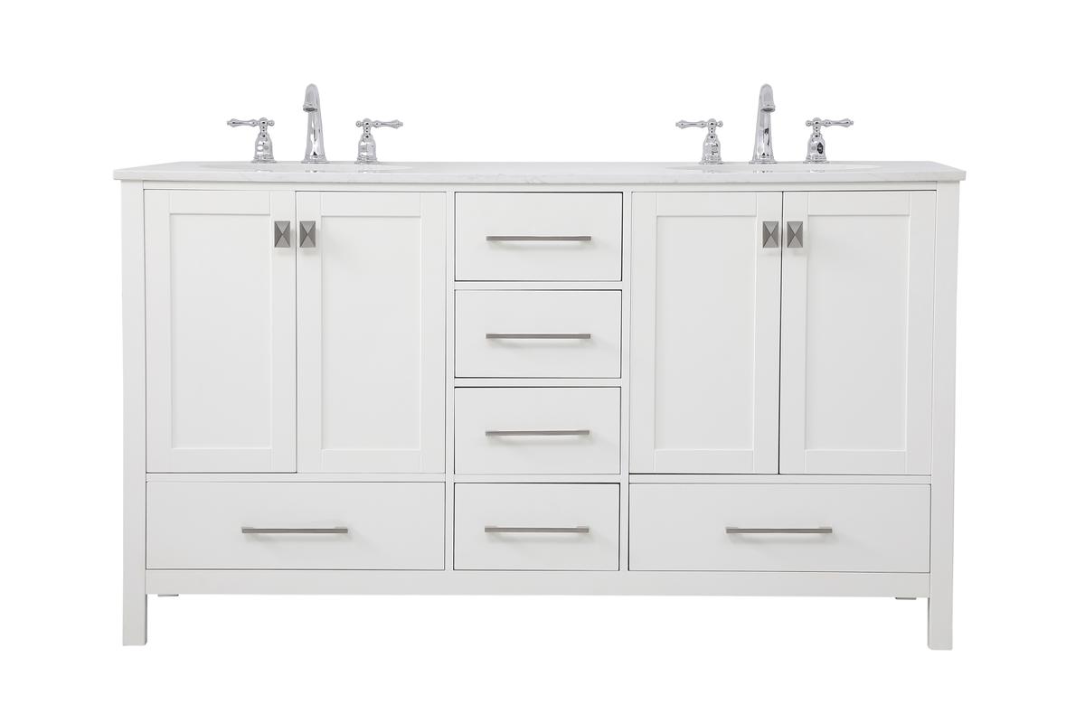 60 in. Irene Double Bathroom Vanity, White