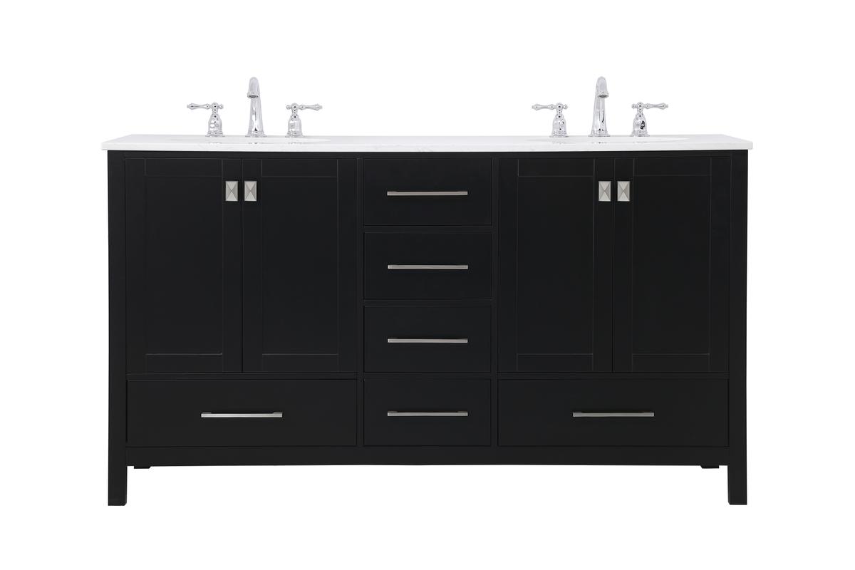 60 in. Irene Double Bathroom Vanity, Black