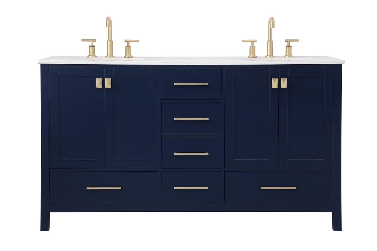 60 in. Irene Double Bathroom Vanity, Blue