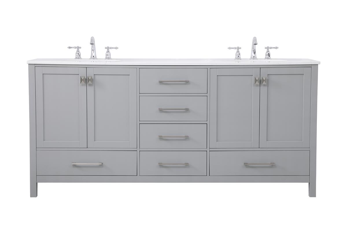 72 in. Irene Double Bathroom Vanity, Gray