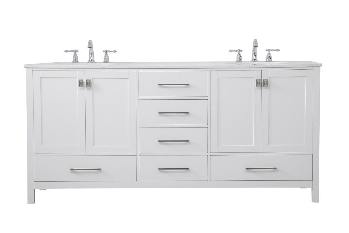 72 in. Irene Double Bathroom Vanity, White