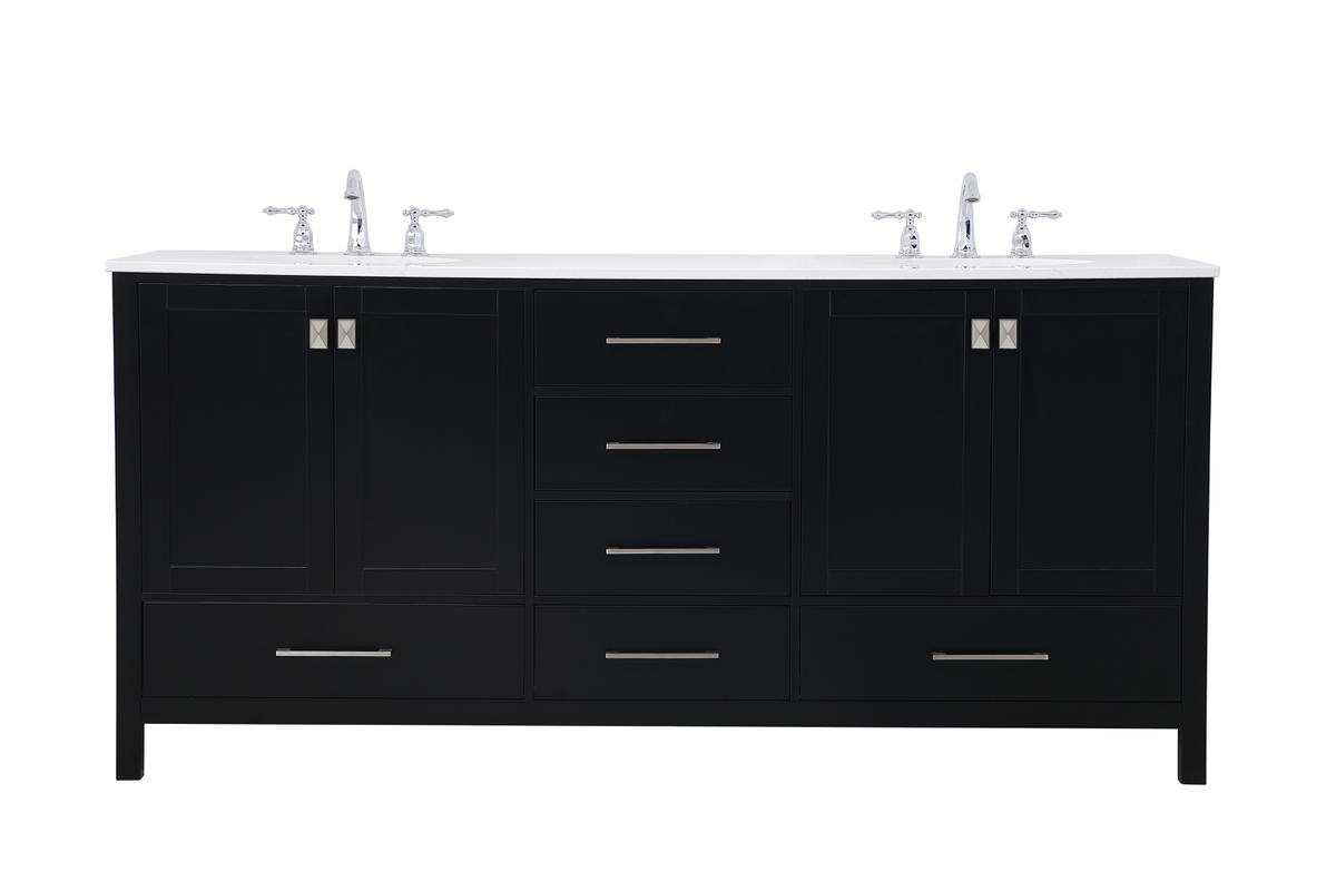 22 x 72 in. Irene Double Bathroom Vanity, Black