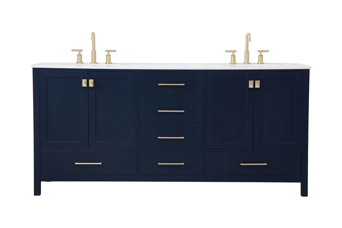 72 in. Irene Double Bathroom Vanity, Blue