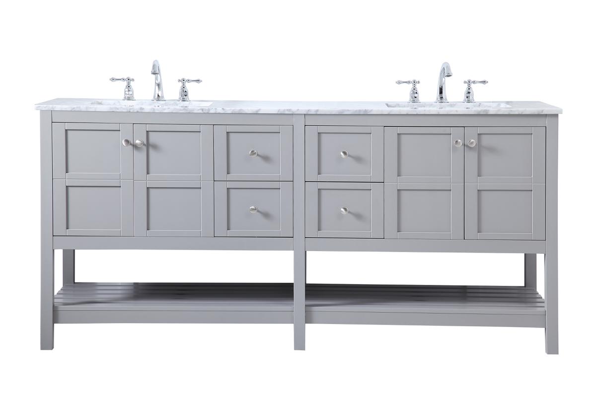 Elegant Decor 72 Inch Double Bathroom Vanity in Gray
