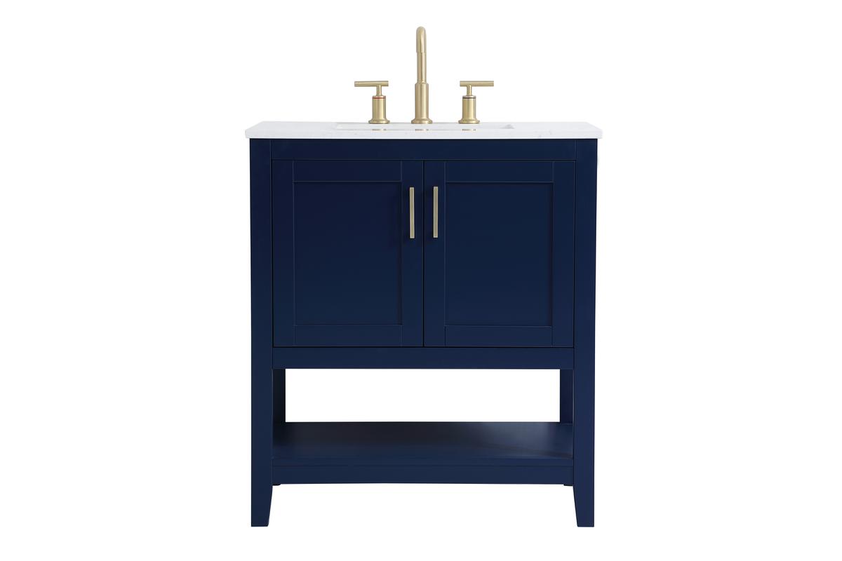 30 in. Traditional Single Bathroom Vanity, Blue