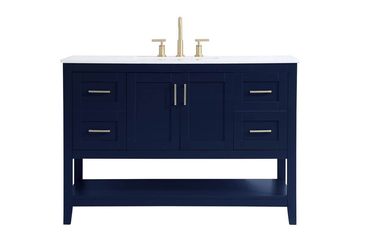 48 in. Traditional Single Bathroom Vanity for Rooms, Blue