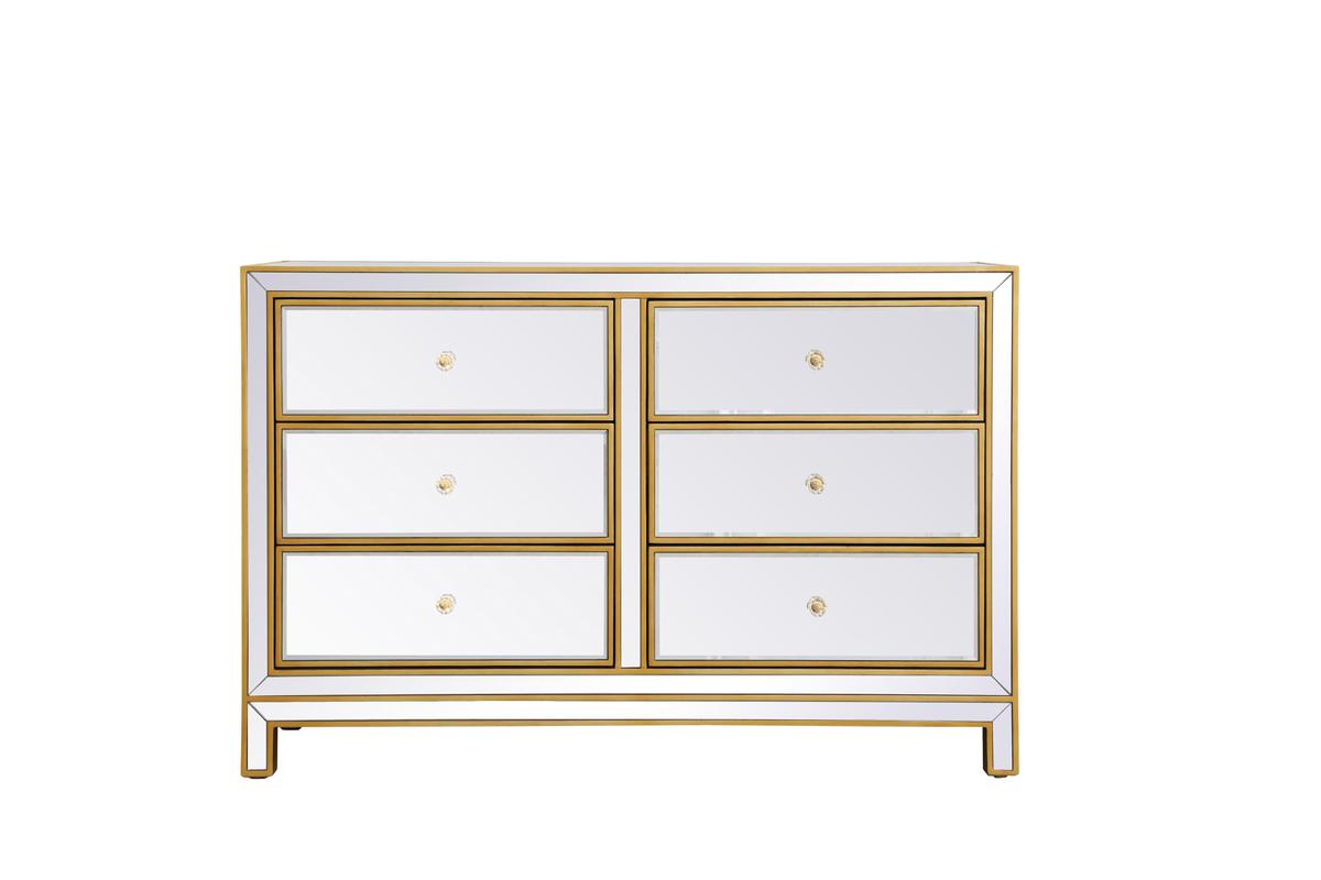 MF72017G 38 x 12 x 32 in. Dresser with 6 Drawers, Gold