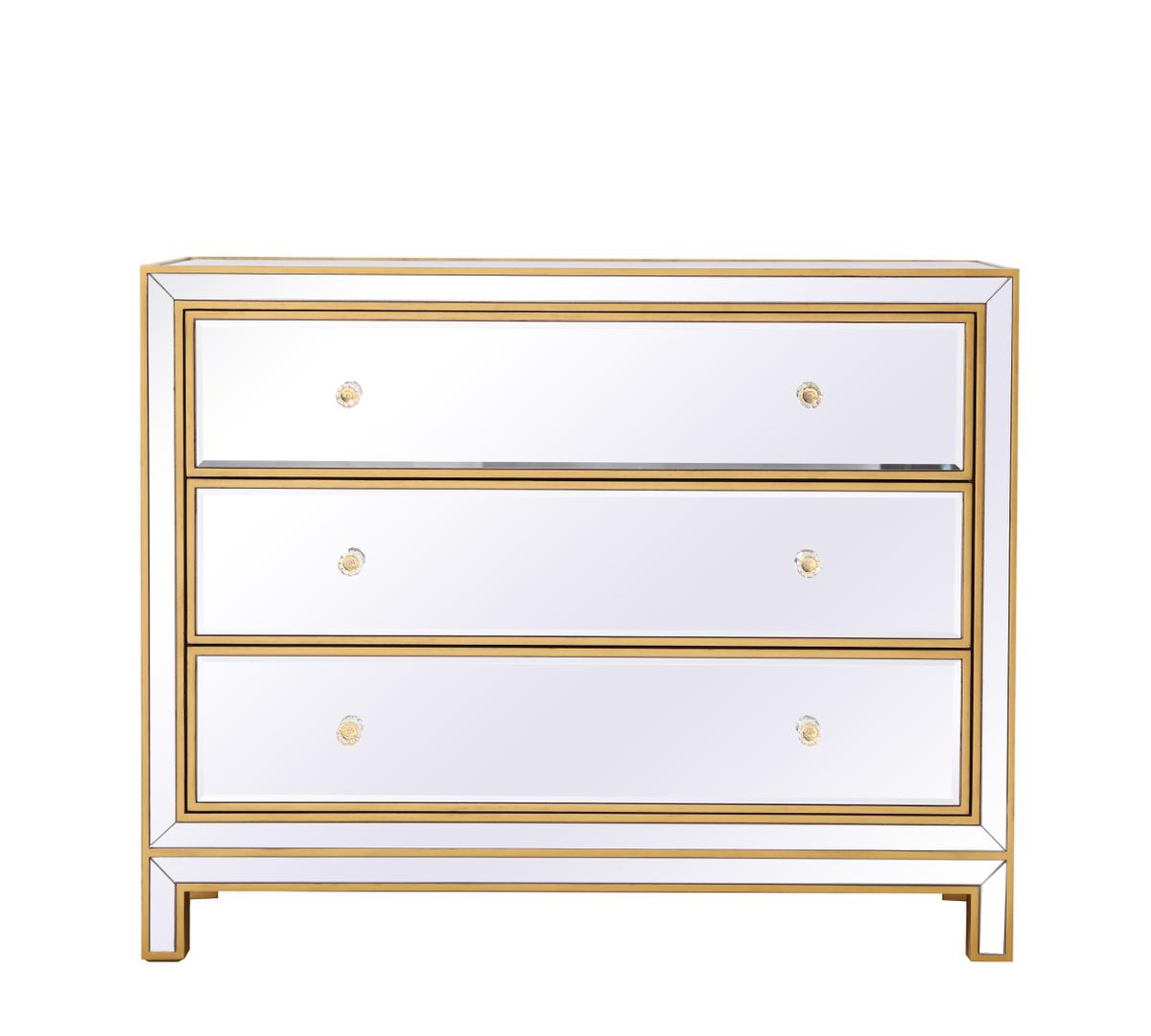 MF72019G 38 x 12 x 32 in. Chest with 3 Drawers, Gold